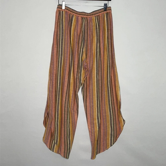 Drew Agave Linen Blend Split Side Tulip Hem Striped Pants - Size Medium - Picture 4 of 7